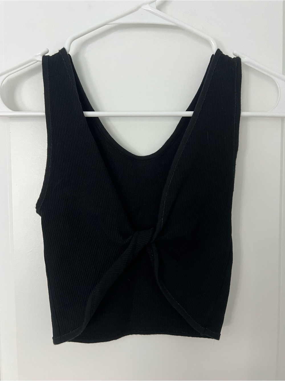 Urban Outfitters Black Ribbed Twist-Front Tank Top